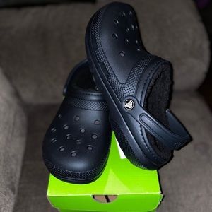Black fuzzy CROCS